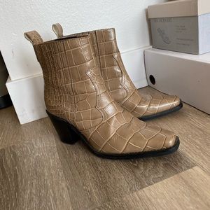 Ganni Allogator Animal Print Western Boots Size IT 38